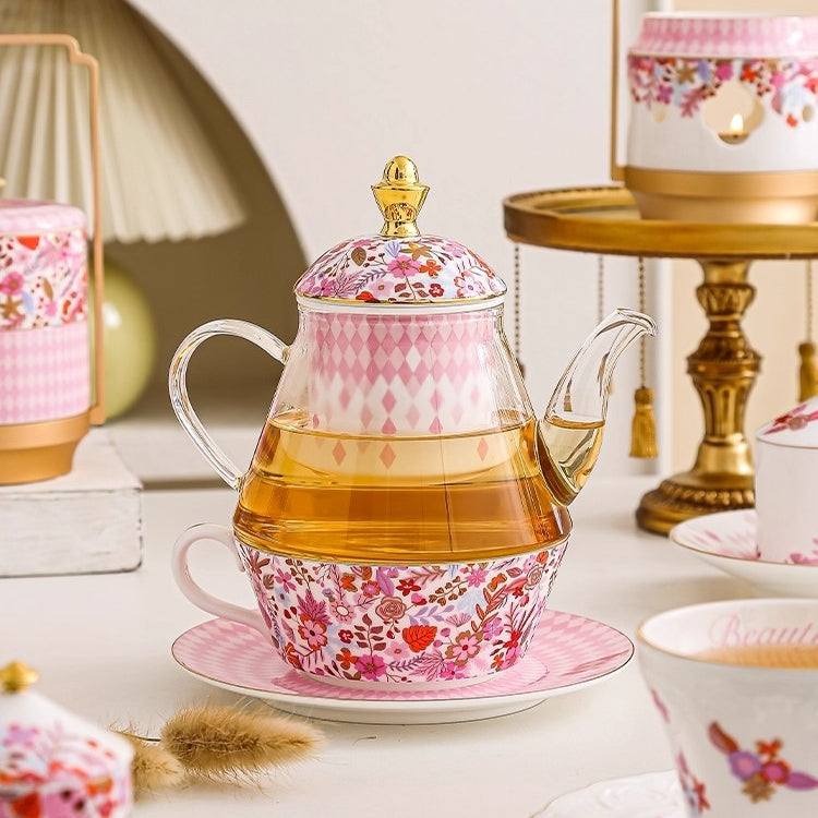 STECHCOL Peach Blossom Luxury Bone China Tea Set