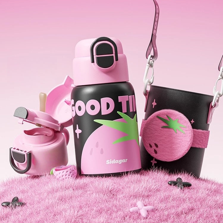 Sidagar 3-in-1 Leakproof Insulated Stainless Steel Water Bottle with Straw