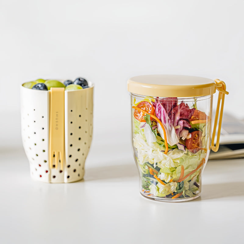 Portable Double-Layer Fruit Cup with Fork