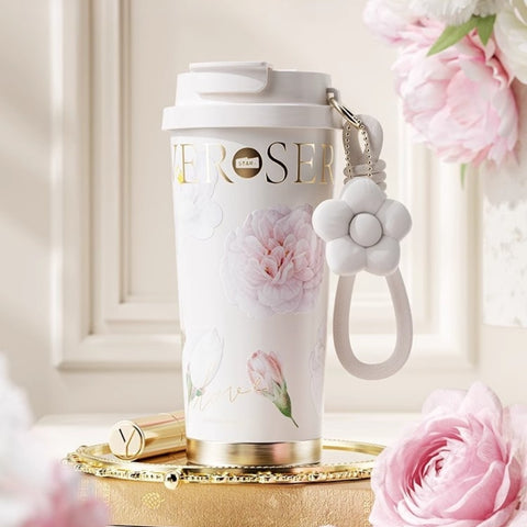 Flower Young Coffee Cup - 520ml French-Design Insulated Travel Mug Flower Young Coffee Cup - 520ml French-Design Insulated Travel Mug