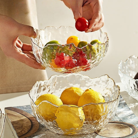 MDZF SWEET HOME Gilded Wave Glass Fruit Bowl Set MDZF SWEET HOME Gilded Wave Glass Fruit Bowl Set