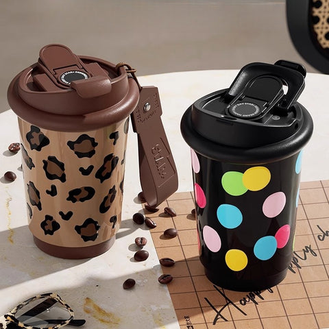 Y2K ceramic coffee cup with leopard print design Y2K ceramic coffee cup with leopard print design