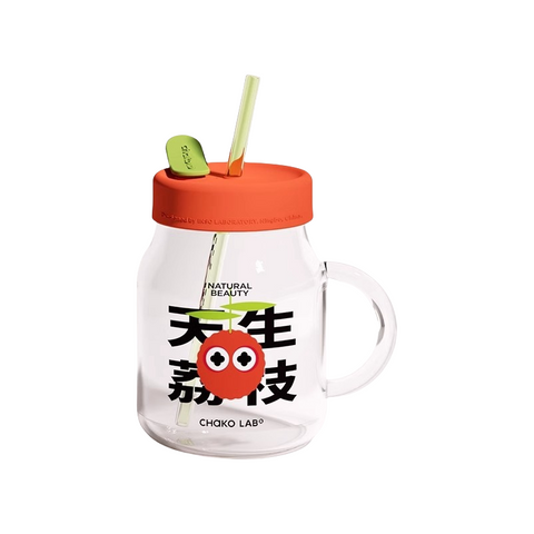 Chako Lab Trendy Glass Bottle with Dual Straws Chako Lab Trendy Glass Bottle with Dual Straws