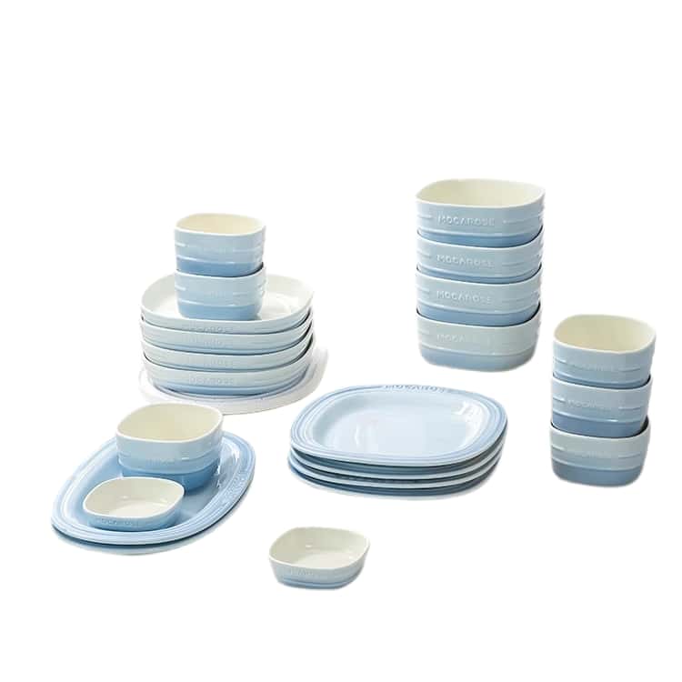 MOCAROSE Square Stoneware Dinnerware Set Nile Blue