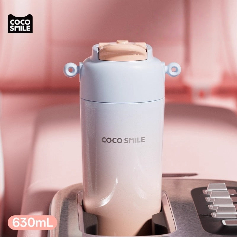 COCOSMILE 630ml Vacuum Insulated Stainless Steel Tumbler with Leakproof Straw