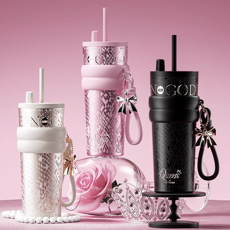 STAR+ Aurora Starry Night Water Bottle with foldable straw and metallic bow charm