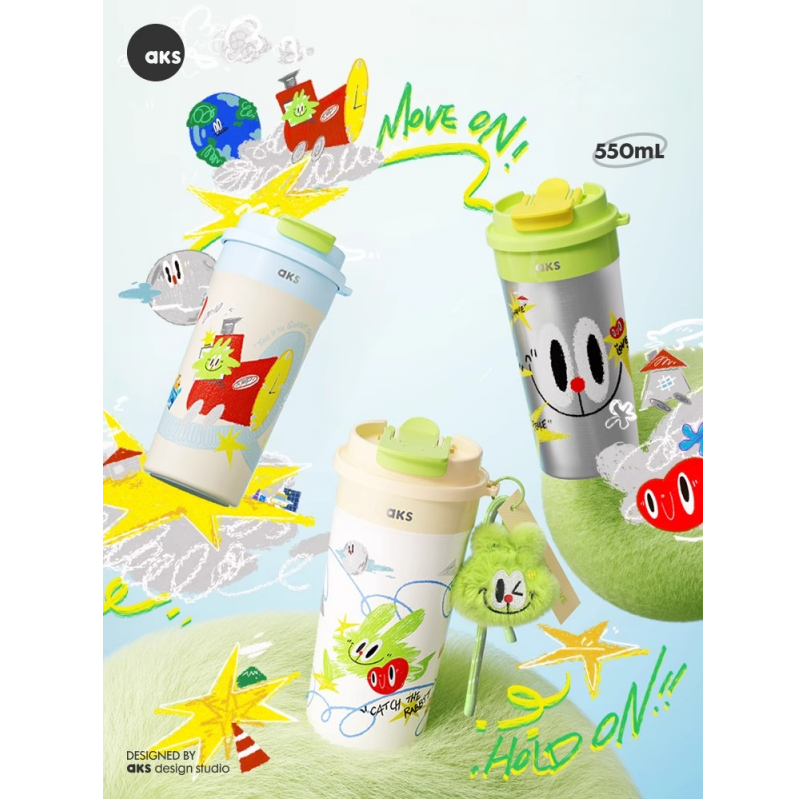 AKS x CROSSWAVE Lionbit 550ml Stainless Steel Tumbler with Straw & Flip Lid