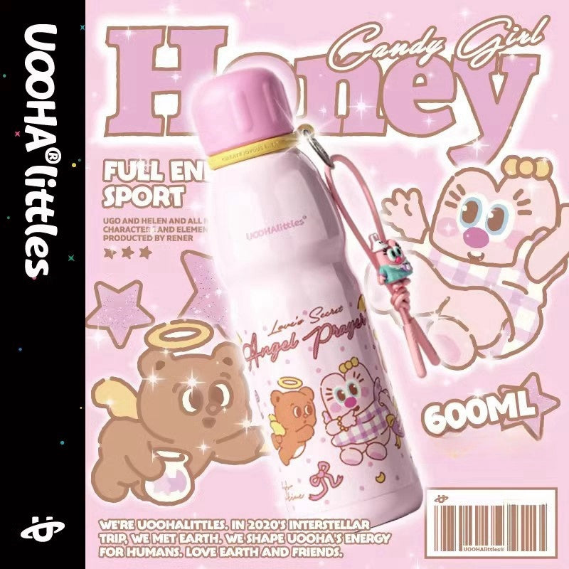 UOOHAlittles 600ml Ceramic Inner Layer Sports Water Bottle with Dual Drinking Modes