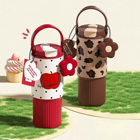 STAR+ 750ML Dual-Drink Thermos Flask - Portable Insulated Bottle with SUS316 Stainless Steel, Anti-Leak Design, and Cute Floral Patterns STAR+ 750ML Dual-Drink Thermos Flask - Portable Insulated Bottle with SUS316 Stainless Steel, Anti-Leak Design, and Cute Floral Patterns