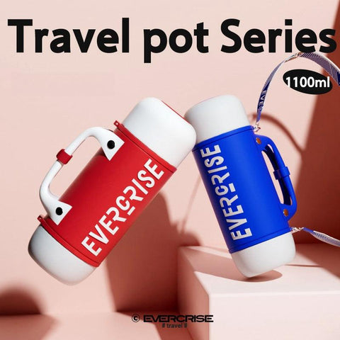 EVERCRISE Insulated Stainless Steel Travel Bottle with Straw - 1100ml Versatile Flip Pot EVERCRISE Insulated Stainless Steel Travel Bottle with Straw - 1100ml Versatile Flip Pot
