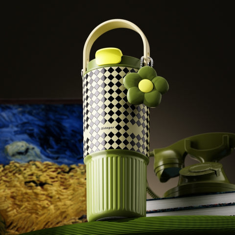 Sidagar Grand Artist Series Thermos Cup - 750ml Vintage Aesthetic Stainless Steel Insulated Tumbler with Straw, Portable & Leak-Proof Sidagar Grand Artist Series Thermos Cup - 750ml Vintage Aesthetic Stainless Steel Insulated Tumbler with Straw, Portable & Leak-Proof