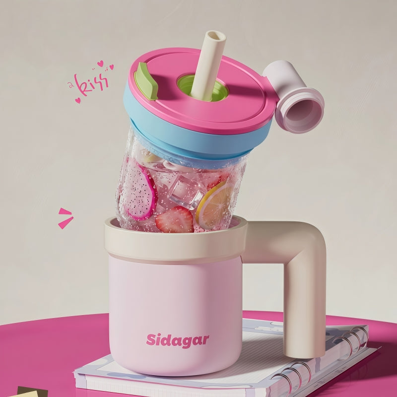 Sidagar Little Sugar Cube 2-in-1 Glass-Lined Stainless Steel Tumbler