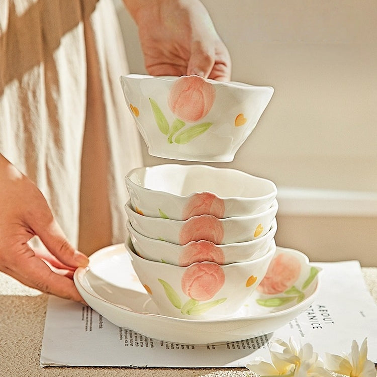 MODERN SWEET HOME Tulip Blossom 18-Piece Ceramic Dinnerware Set