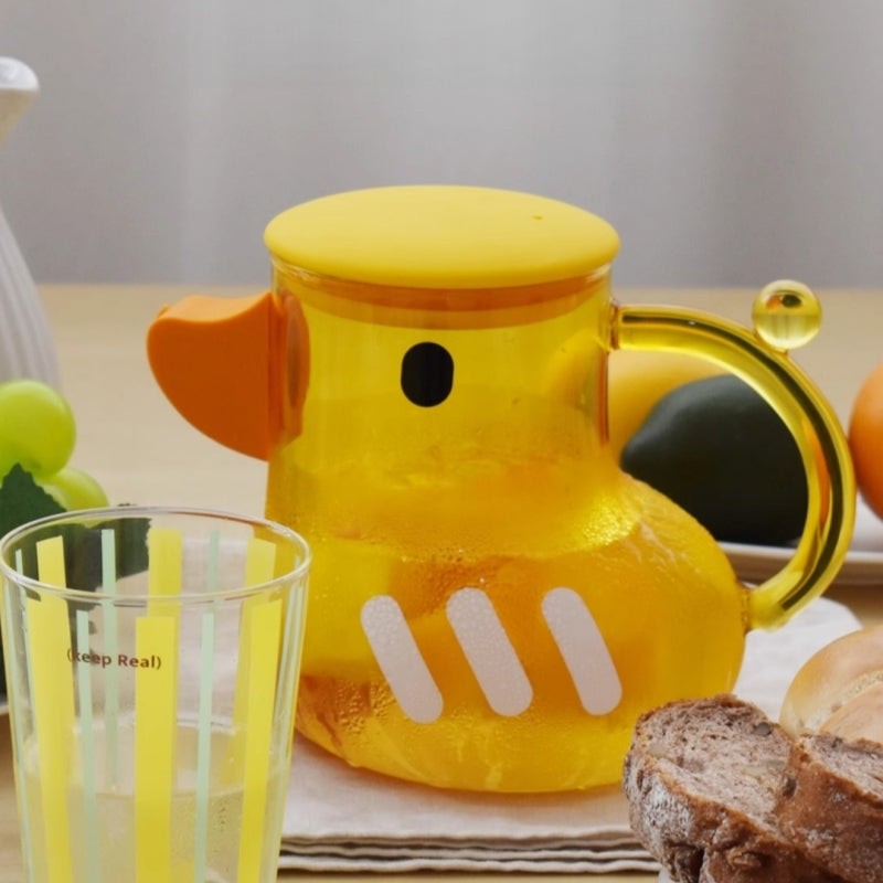 Adorable Duck-Shaped Glass Teapot - 1300ml