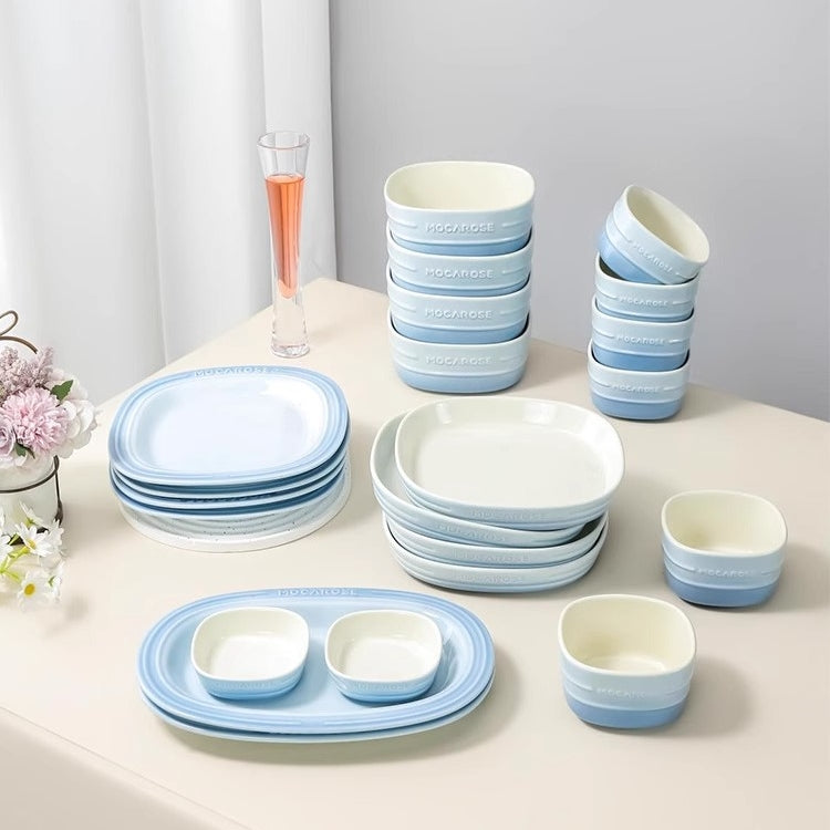 MOCAROSE Square Stoneware Dinnerware Set Nile Blue