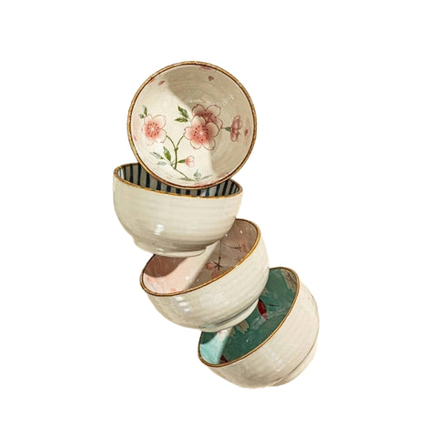 Hand-Painted Japanese Style Rice Bowls Set Hand-Painted Japanese Style Rice Bowls Set