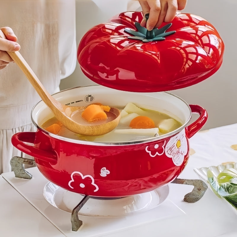 TOMATEC Glazed Tomato Pot with Hand-Painted Floral Design