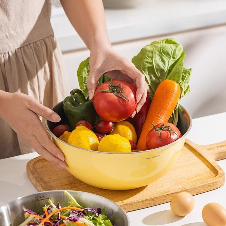 MONAZONE 304 Stainless Steel Mixing Bowl Set with Measurement Marks and Glossy Finish