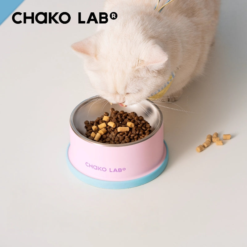 CHAKO LAB Elevated Cat Bowl – 7.5cm Raised Stainless Steel Whisker-Friendly Pet Dish