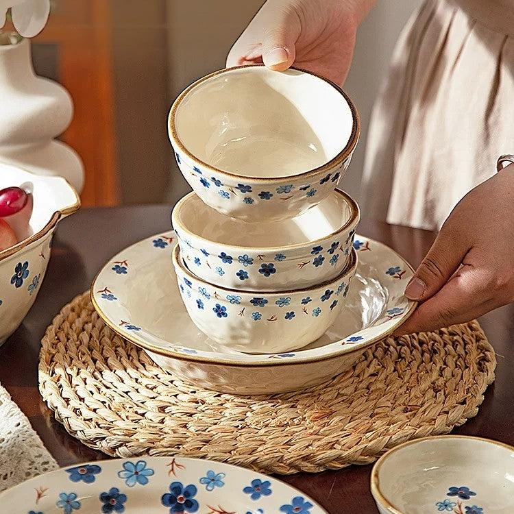 Modern Sweet Home Blue Floral Dinnerware Set