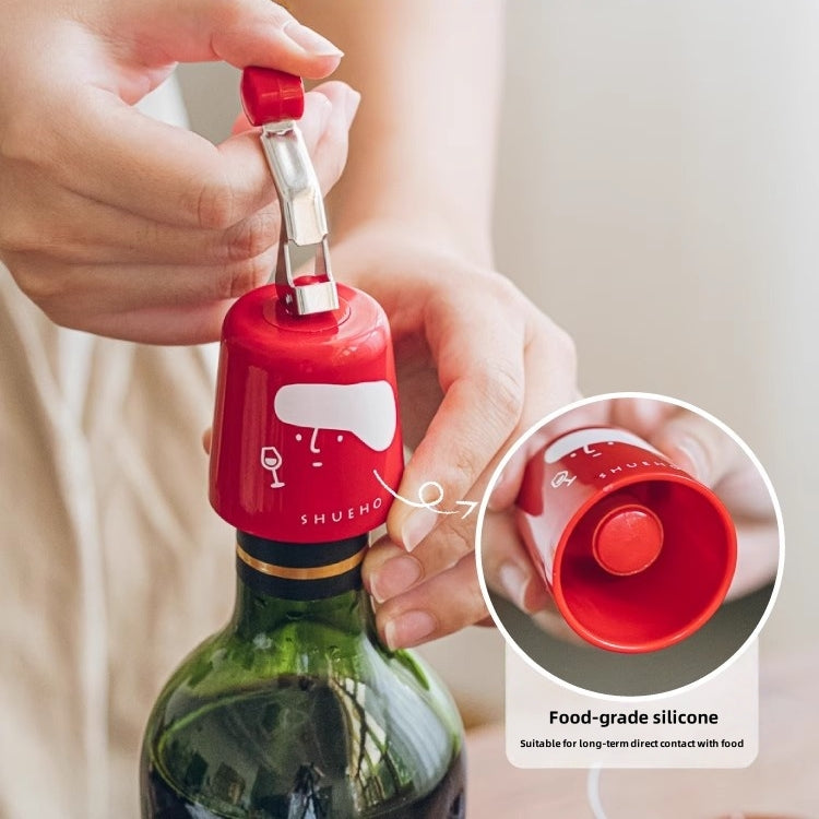 SHUEHO press-seal wine stopper in red/yellow/beige sealing wine bottle
