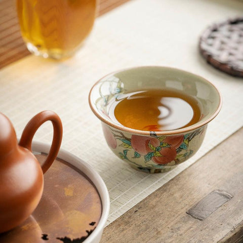Hand-Painted Peach Blossom Tea Cup - Classic Jiutao Design Hand-Painted Peach Blossom Tea Cup - Classic Jiutao Design