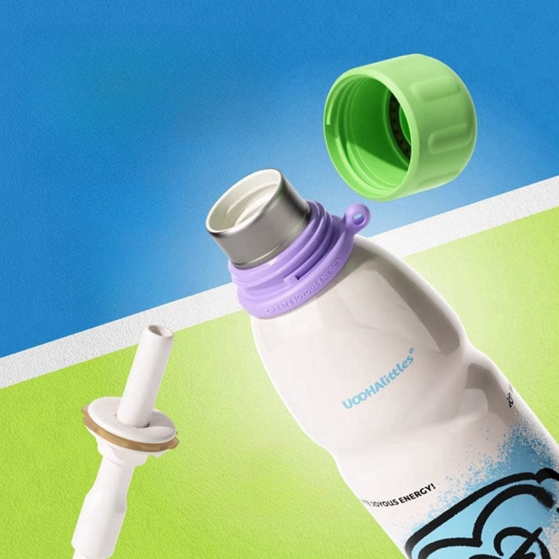 UOOHAlittles 600ml Ceramic Inner Layer Sports Water Bottle with Dual Drinking Modes