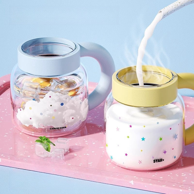 Heat and Cold Resistant Glass Cup with Silicone Handle