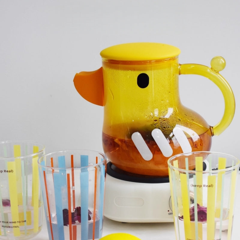 Adorable Duck-Shaped Glass Teapot - 1300ml