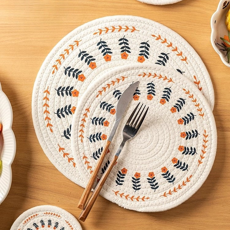 Handwoven heat-resistant placemats for bowls, pots, and cutlery