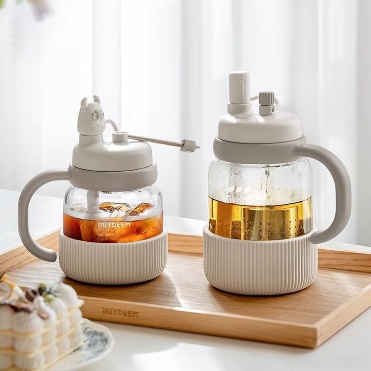 BUYDEEM Automatic Lift Tea Tumbler with Straw