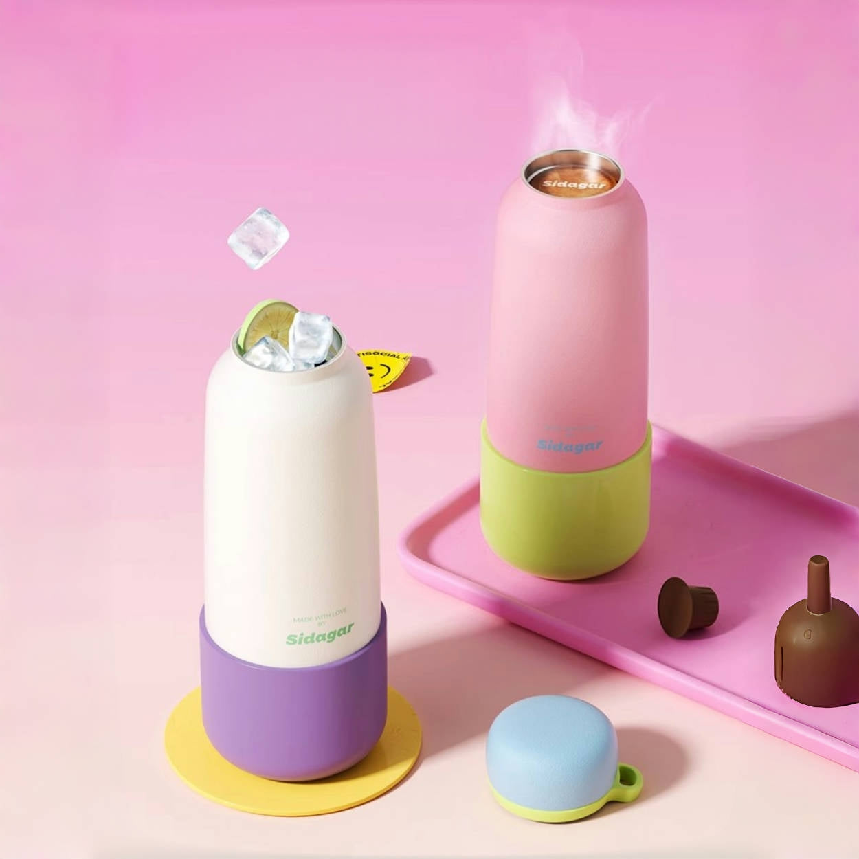 Sidagar 570ML Lightweight Insulated Tumbler with Retractable Straw & Carry Strap