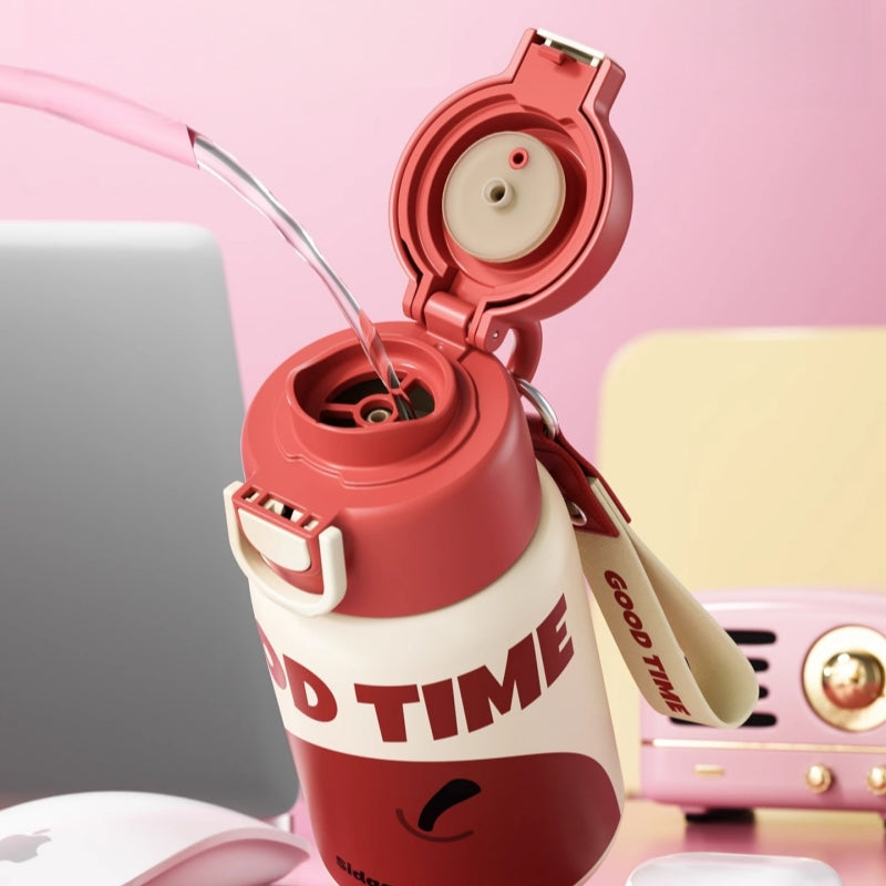 Sidagar 3-in-1 Leakproof Insulated Stainless Steel Water Bottle with Straw