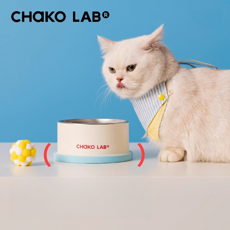 CHAKO LAB Elevated Cat Bowl – 7.5cm Raised Stainless Steel Whisker-Friendly Pet Dish