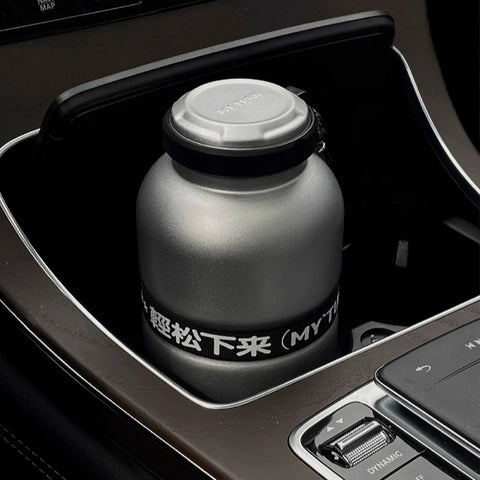 MYTURN stainless steel insulated bottle matte black with elastic grip strap MYTURN stainless steel insulated bottle matte black with elastic grip strap