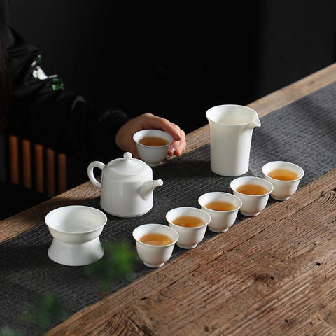 Premium Handcrafted Chinese White Porcelain Tea Set Premium Handcrafted Chinese White Porcelain Tea Set