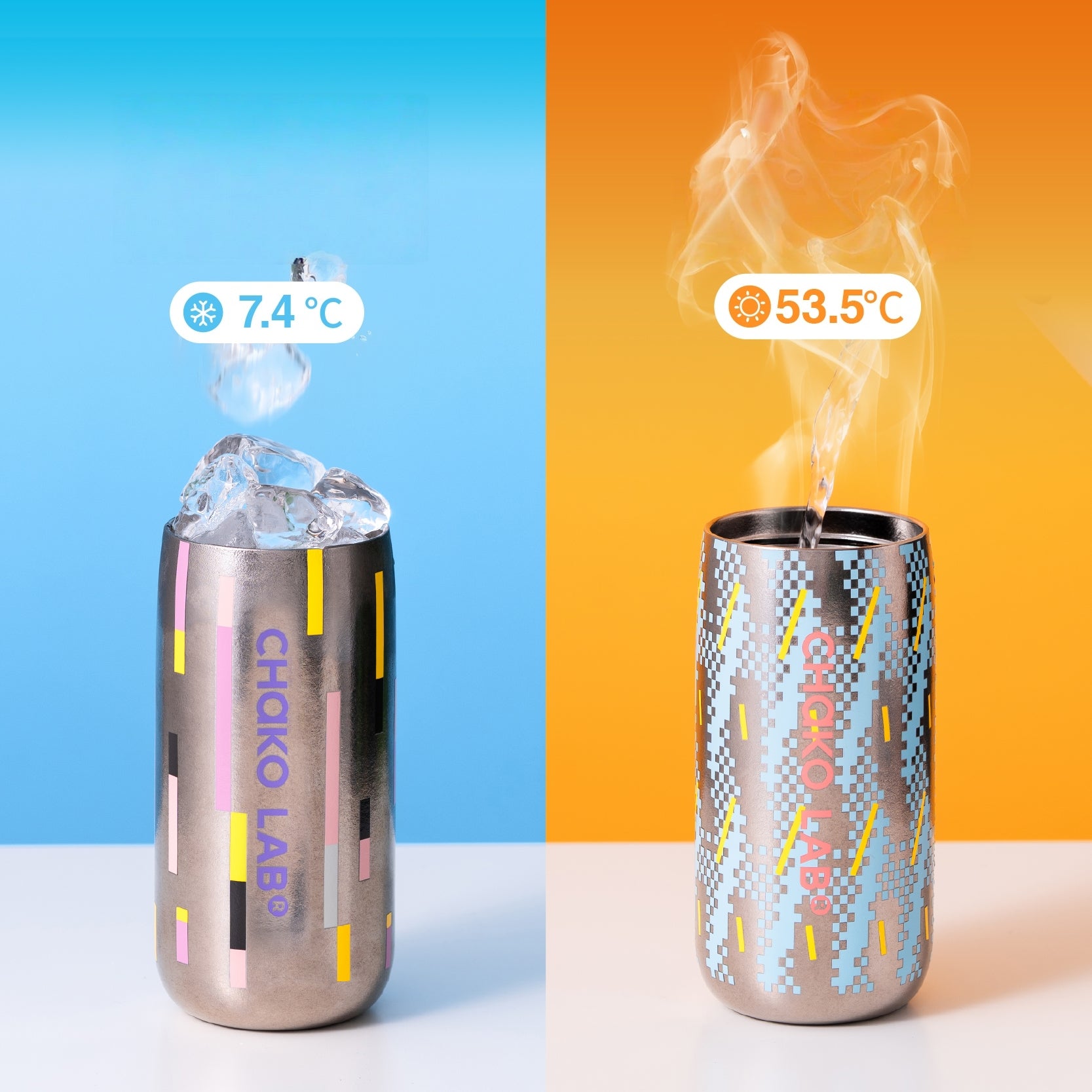 Elegant gift box packaging for the CHAKO LAB MilkMate titanium flask