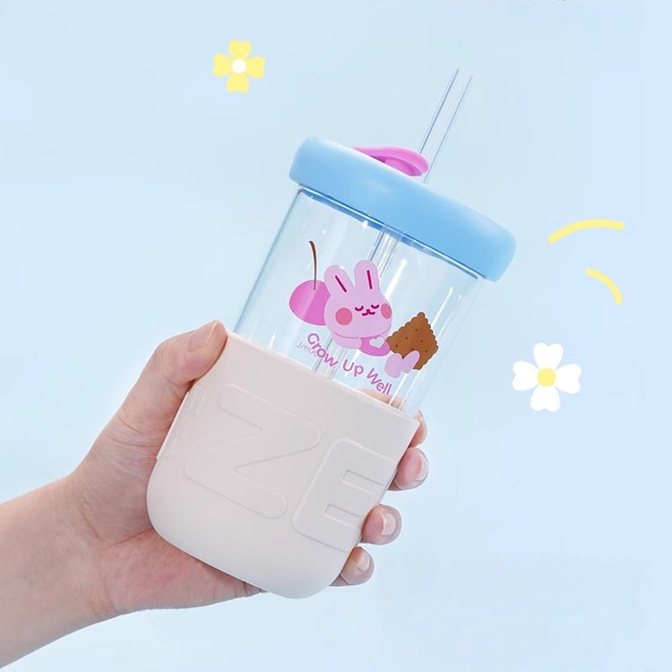 AKS Zebra GUDONG Milk Straw Cup 500ml Glass Kids Water Bottle