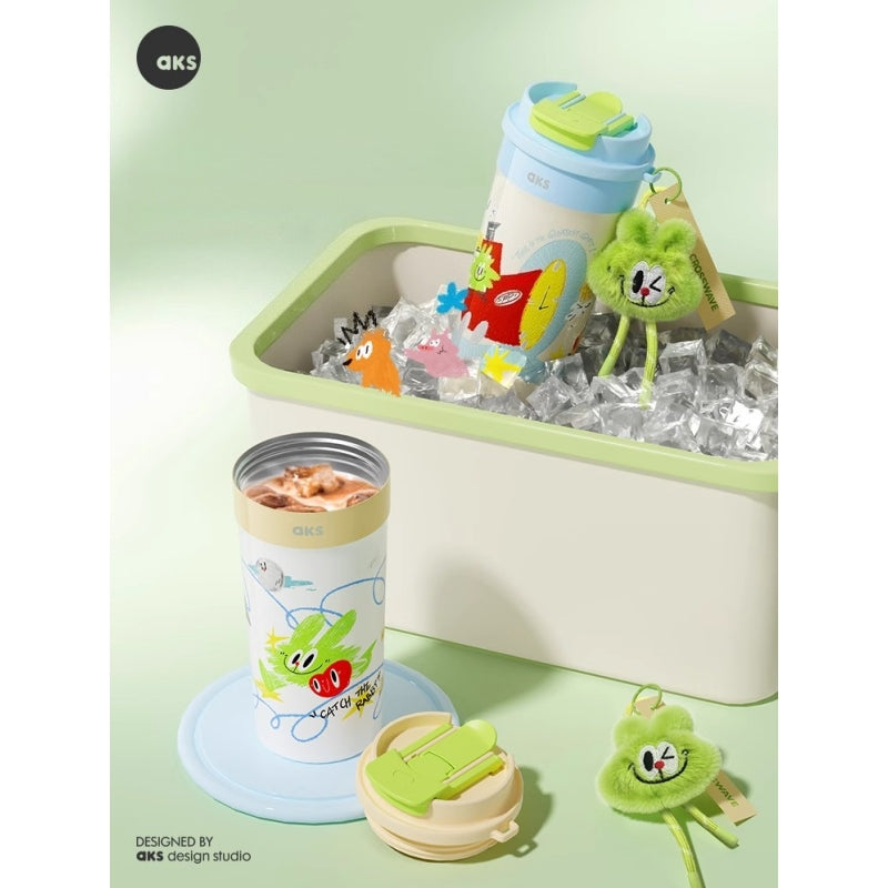 AKS x CROSSWAVE Lionbit 550ml Stainless Steel Tumbler with Straw & Flip Lid