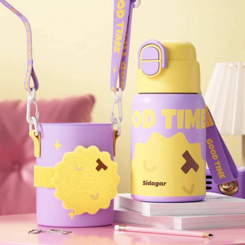 Sidagar 3-in-1 Leakproof Insulated Stainless Steel Water Bottle with Straw