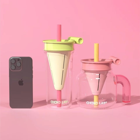 CHAKO LAB Funnel Tea Tumbler – 1150ml/670ml Borosilicate Glass Cup with Infuser & Straw CHAKO LAB Funnel Tea Tumbler – 1150ml/670ml Borosilicate Glass Cup with Infuser & Straw