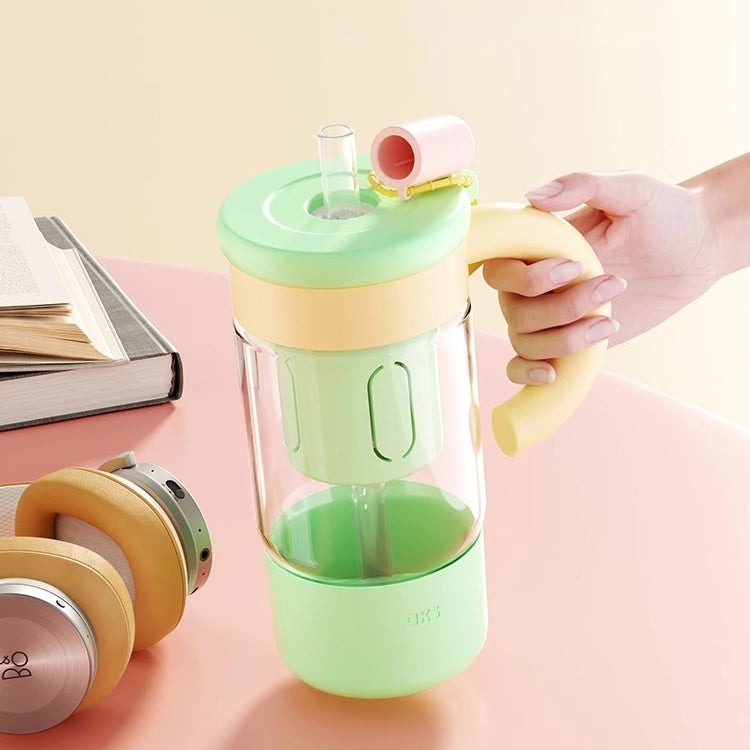 AKS JOY CUP 850mL Large Capacity Glass Tumbler with Tea Infuser & Straw