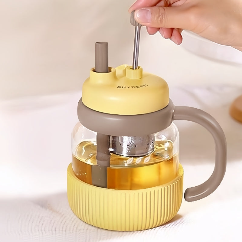 BUYDEEM Automatic Lift Tea Tumbler with Straw