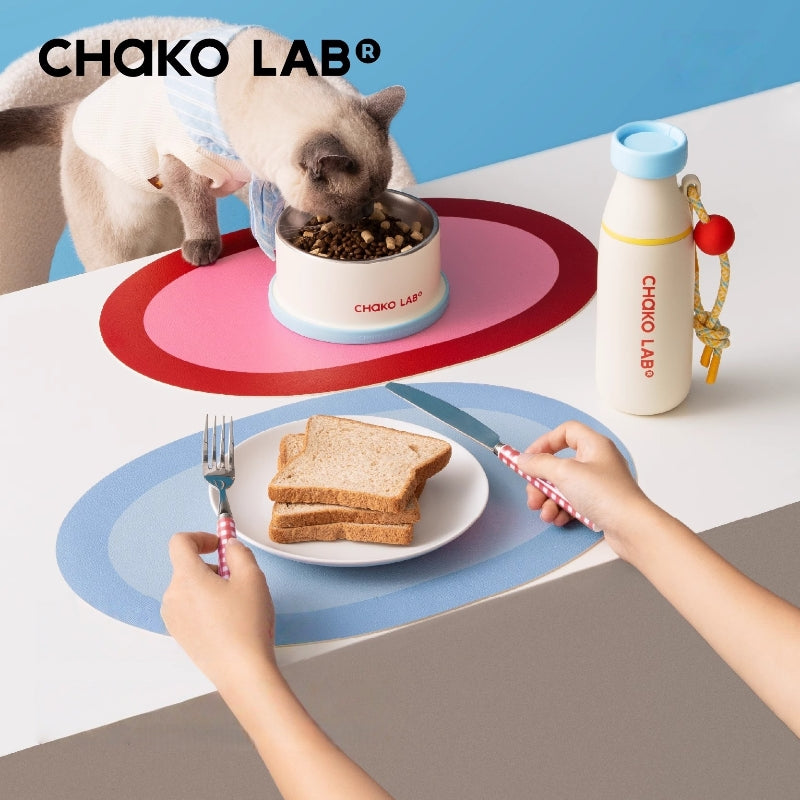 CHAKO LAB Elevated Cat Bowl – 7.5cm Raised Stainless Steel Whisker-Friendly Pet Dish