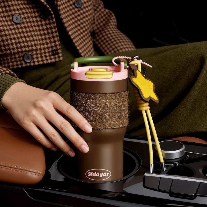 Sidagar COCO Insulated Stainless Steel Tumbler with Fashion Tweed Sleeve