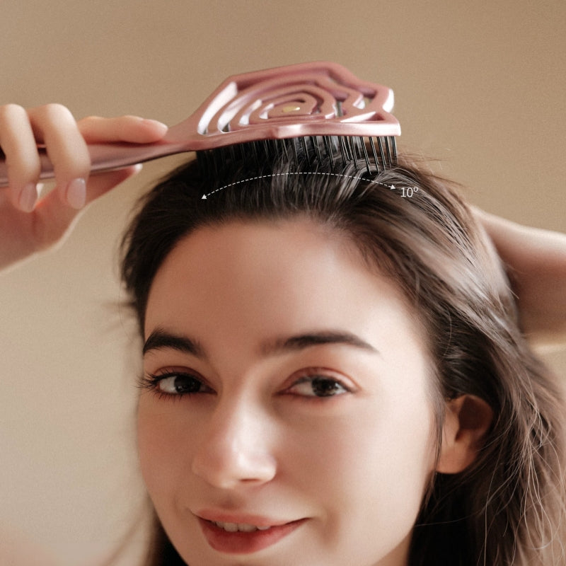 KRRAMEL Rose Gold Luxury Hairbrush: Anti-Static Detangling Brush with Air Cushion for Scalp Massage