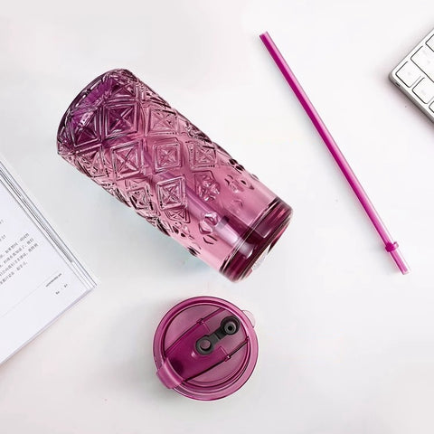MOCA ROSE 485ml Glass Tumbler with Straw | Stylish and Durable for Everyday Use MOCA ROSE 485ml Glass Tumbler with Straw | Stylish and Durable for Everyday Use