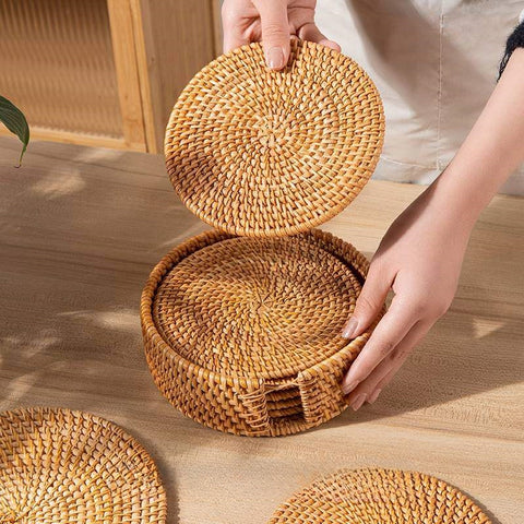 Eco-Friendly Handwoven Insulation Pads – Natural Rattan Heat-Resistant Placemats for Dining Table, Tea Mats, and Hot Pot Holders Eco-Friendly Handwoven Insulation Pads – Natural Rattan Heat-Resistant Placemats for Dining Table, Tea Mats, and Hot Pot Holders