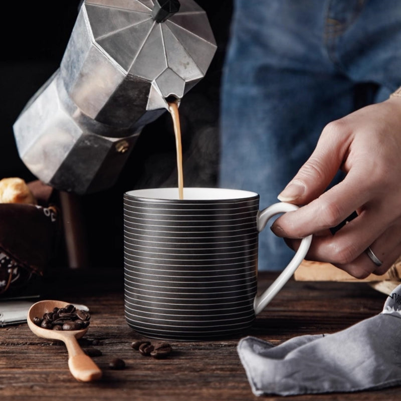 Stechcol Bone China Mug - Luxe Black & White Menswear Design