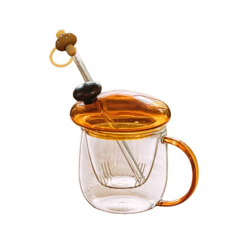 SHUEHO Mushroom Lid Borosilicate Glass Teacup with Infuser